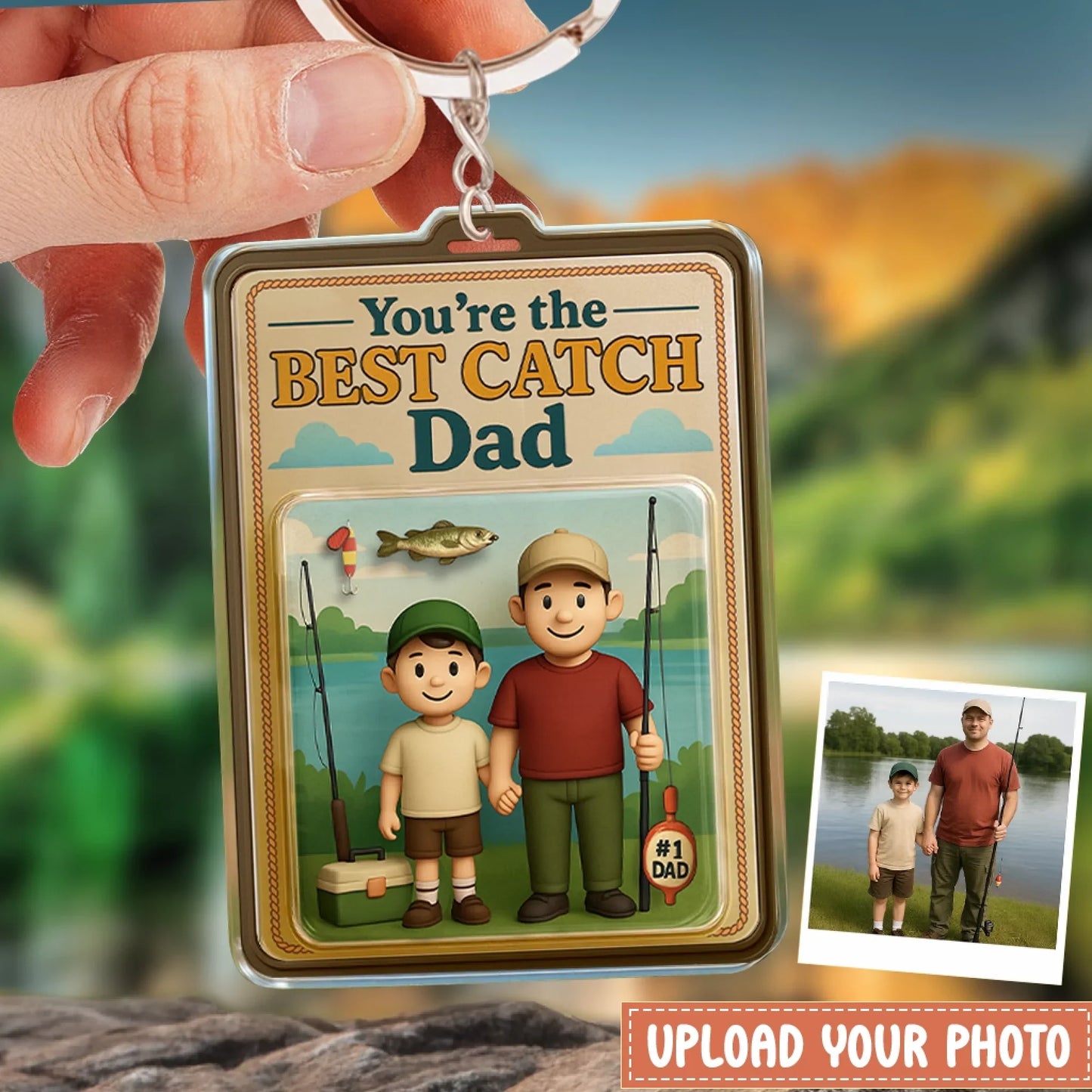 Personalized Father And Kids Fishing Acrylic Keychain - Gift Idea For Father's Day - Upload Photo - You're The Best Catch Dad