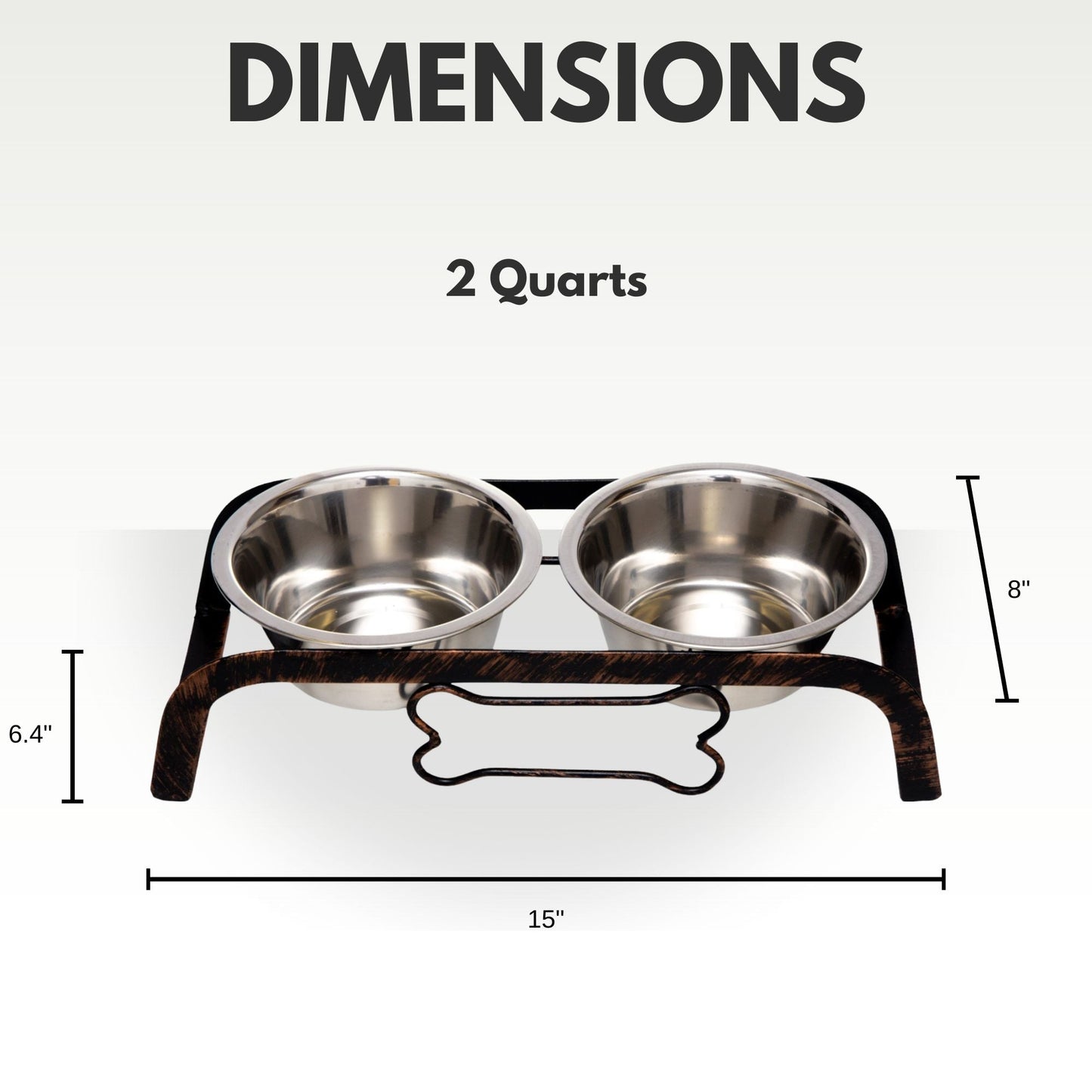 Country Living Rustic Dog Bone Elevated Feeder with 2 Stainless Steel Bowls