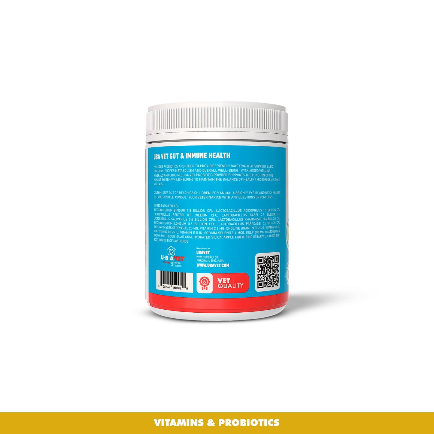 UBAVET Probiotics & Gut + Immune Health Support for Dogs & Cats – 5.3 oz / 150 g Powder