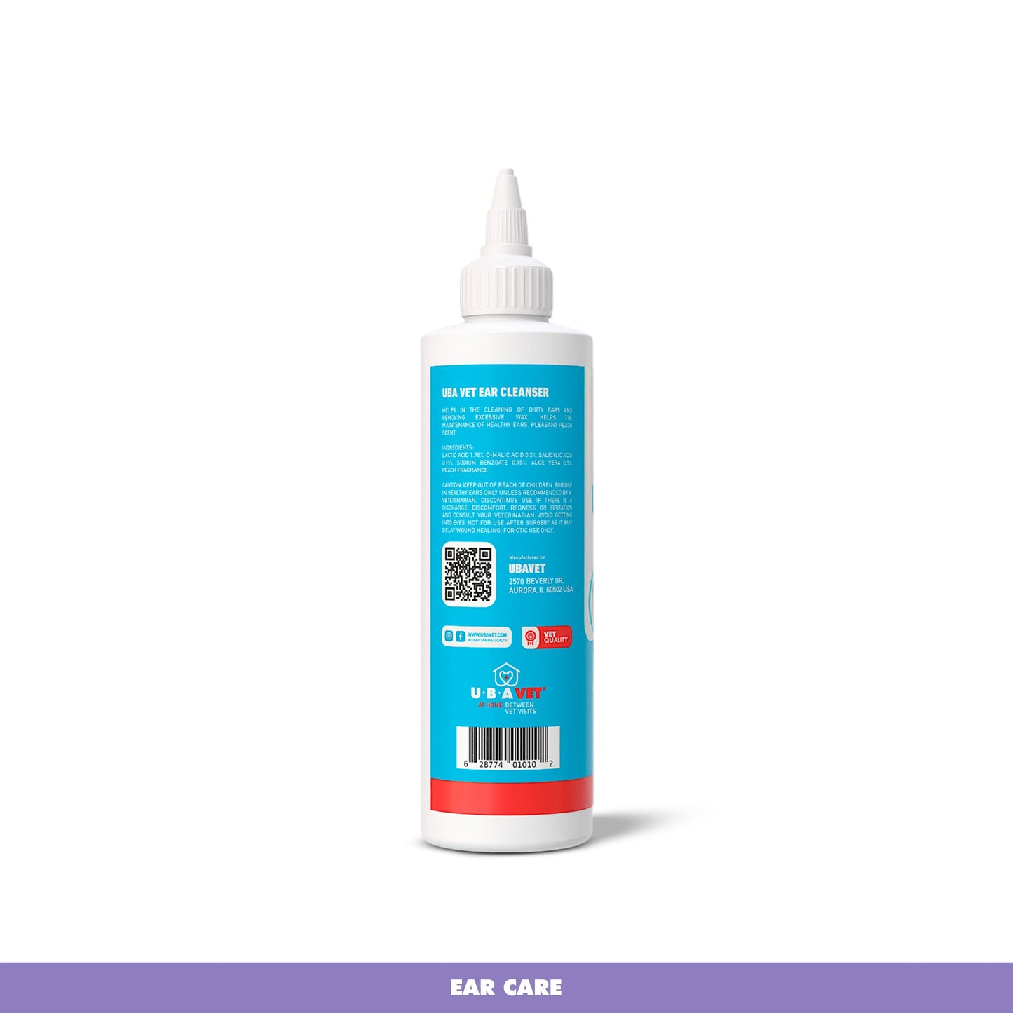 UBAVET Vet Ear Cleansing Solution for Dogs & Cats – (4 fl oz / 120ml)