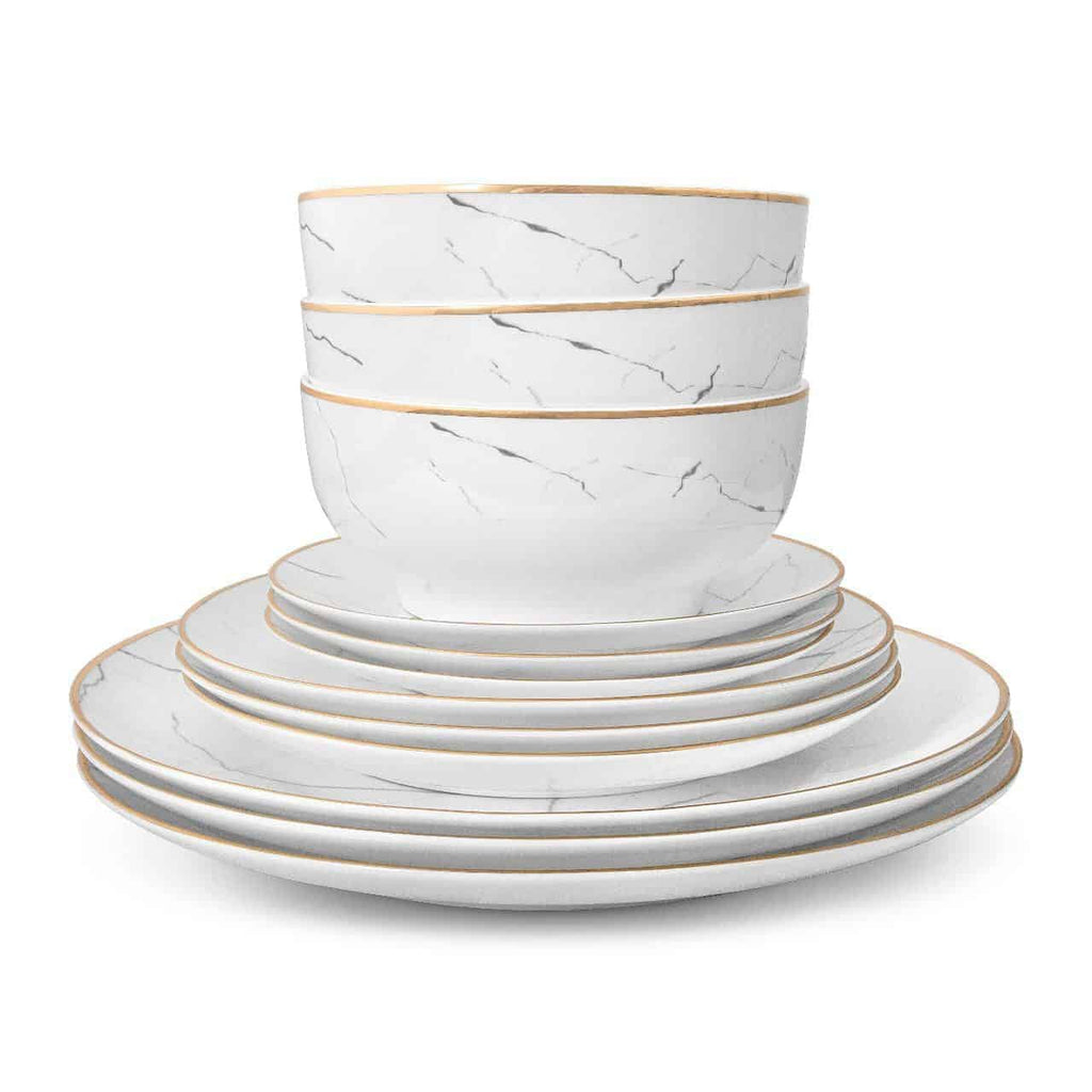 Carrara Marble Dinnerware Set - 16 Piece Set