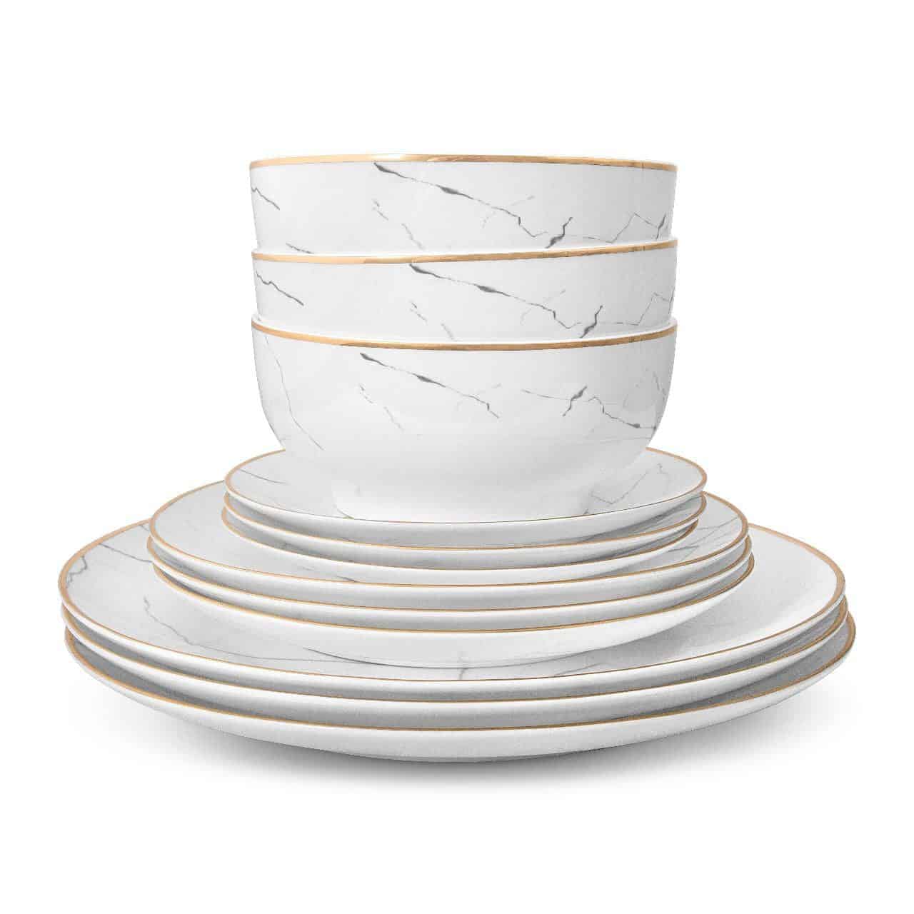 Carrara Marble Dinnerware Set - 16 Piece Set