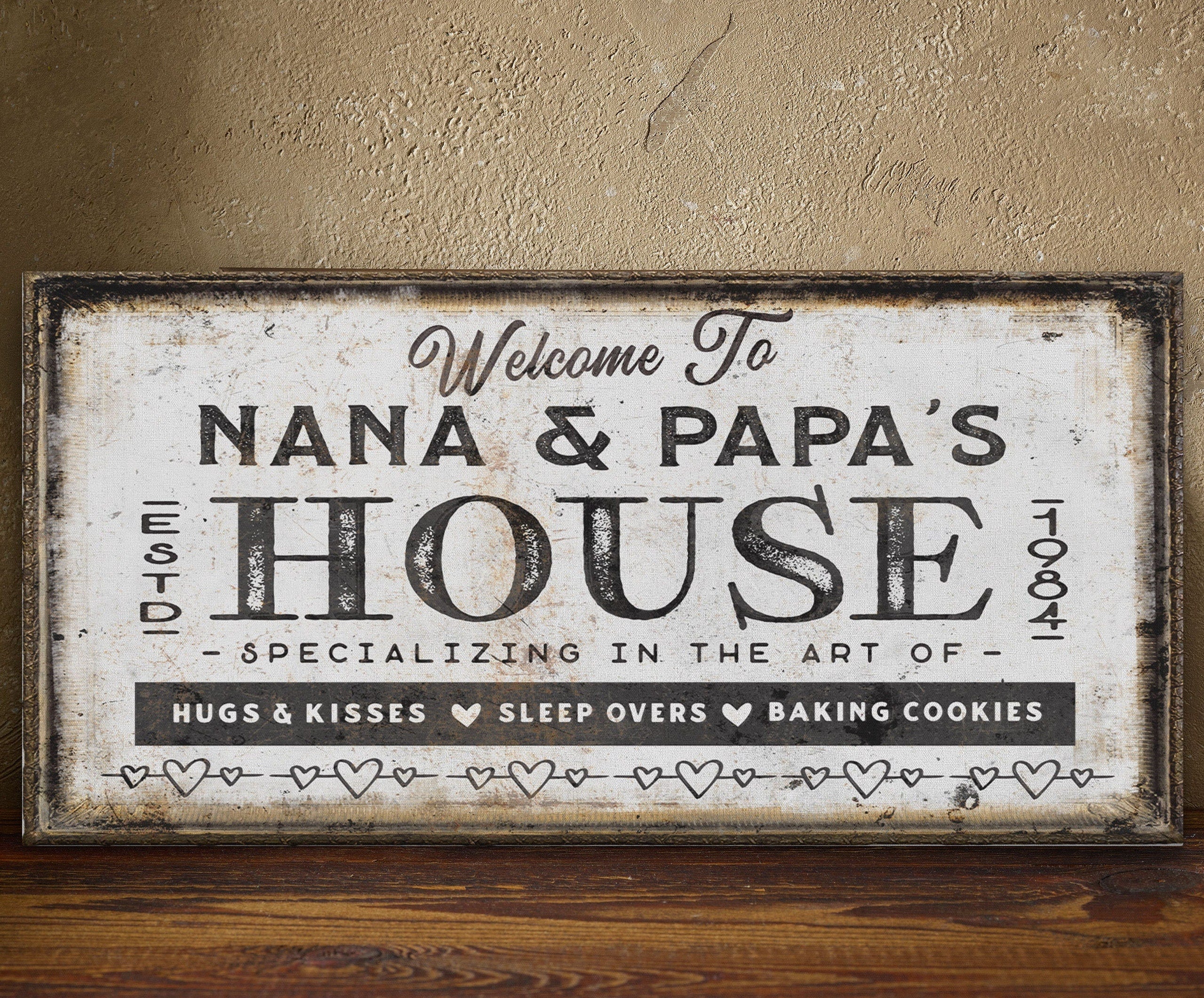 Grandma & Grandpa's House Canvas Sign | Personalized Grandparent Gift