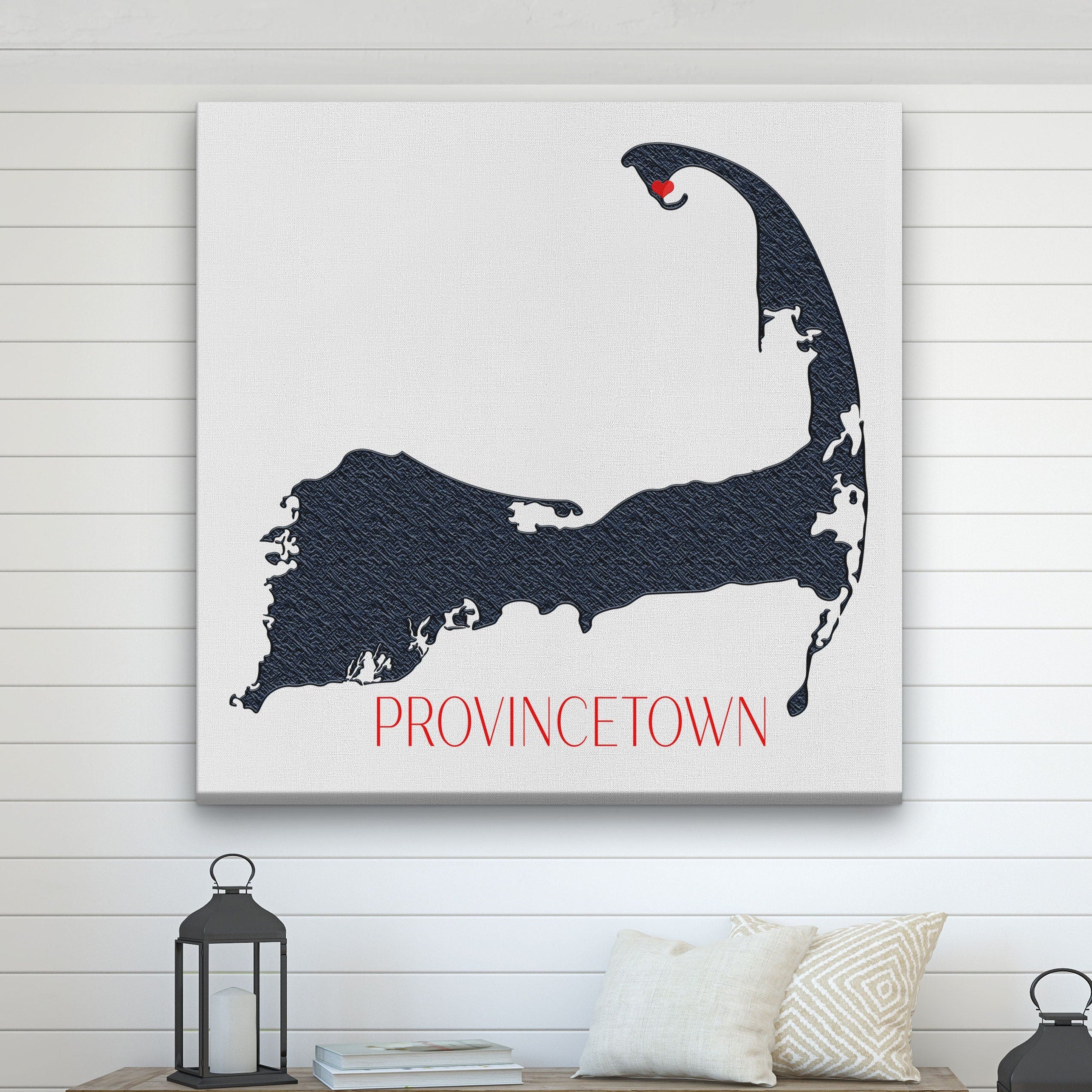 Cape Cod Canvas Map Sign | Customizable Silhouette Cape Wall Decor