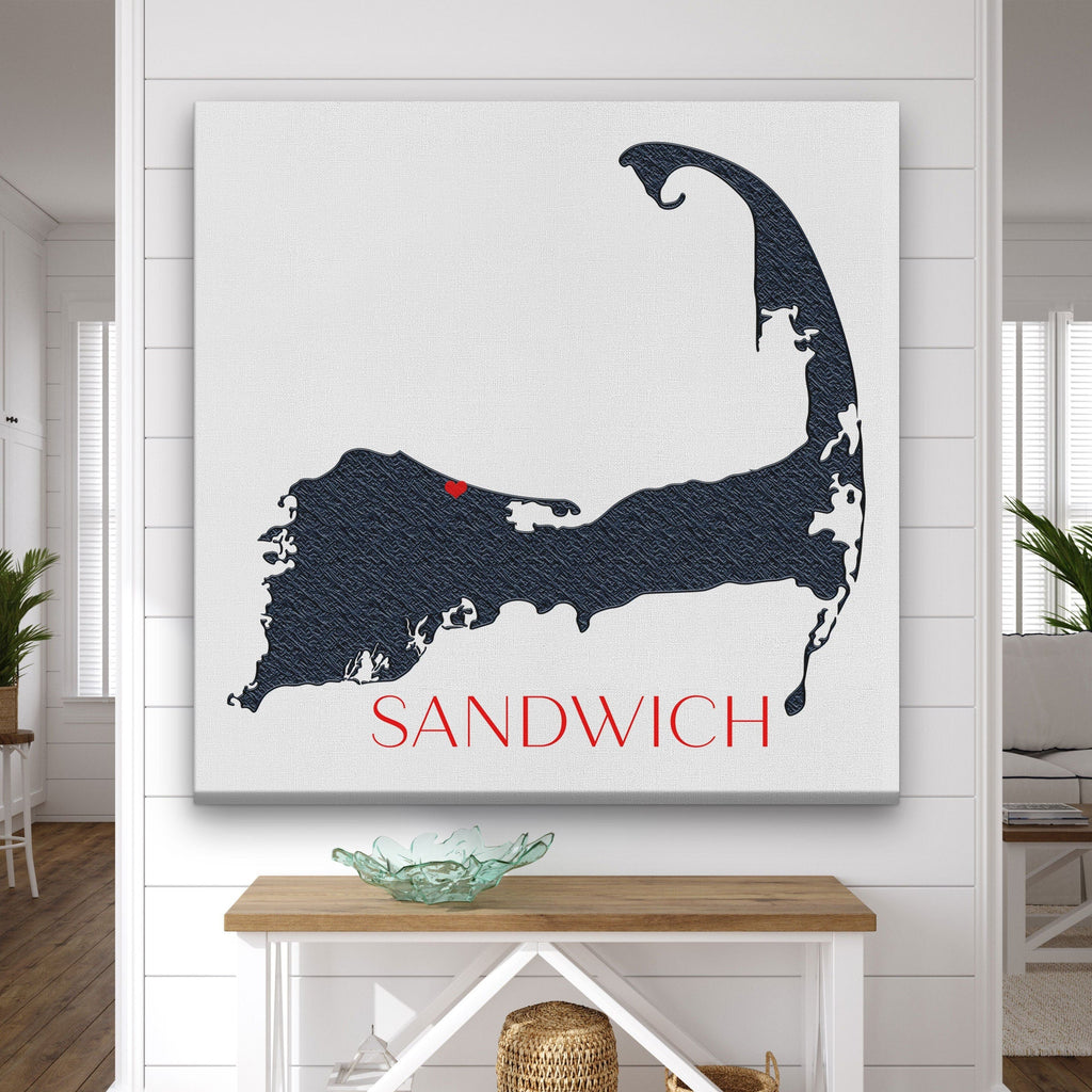 Cape Cod Canvas Map Sign | Customizable Silhouette Cape Wall Decor
