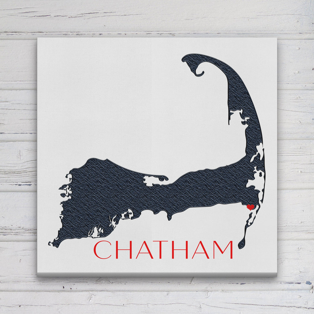 Cape Cod Canvas Map Sign | Customizable Silhouette Cape Wall Decor
