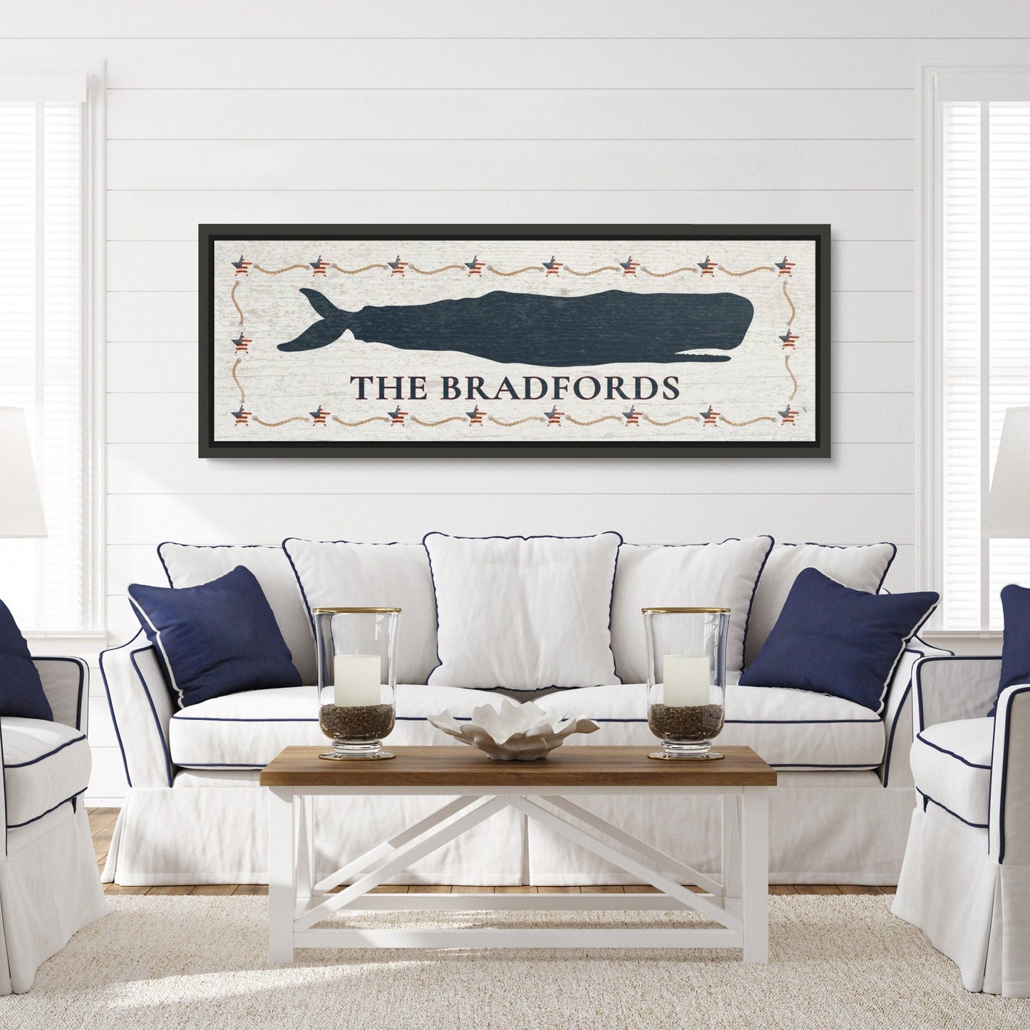 Personalized Framed Whale Canvas Sign