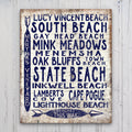 Señal de Playa de Martha's Vineyard - Señal de Flecha Vintage con Apariencia de Madera de Vineyard