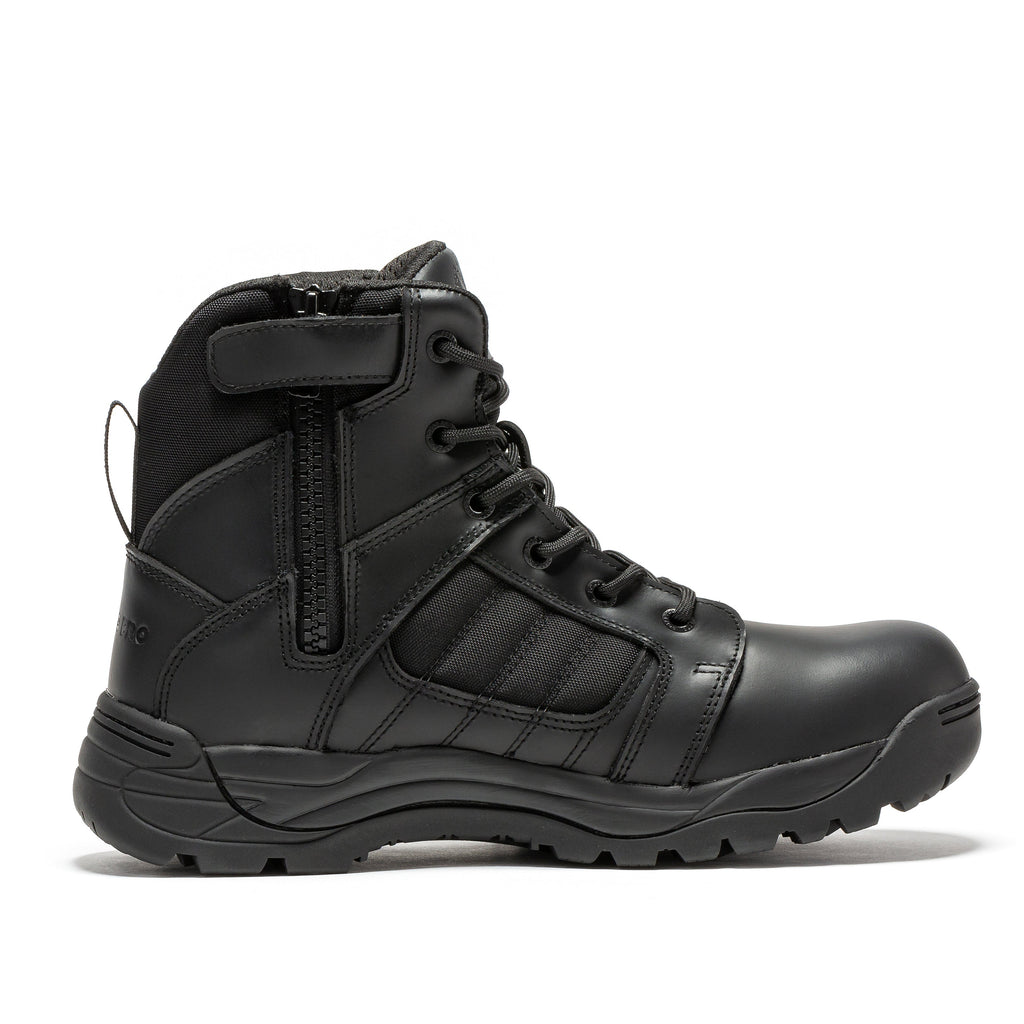 Pro Black Men's 6 inch Side Zipper Rubber Sole Tactical Boots BMP111BK