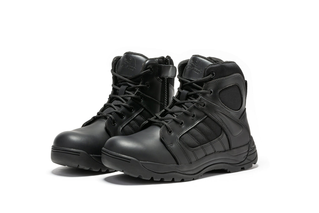 Pro Black Men's 6 inch Side Zipper Rubber Sole Tactical Boots BMP111BK