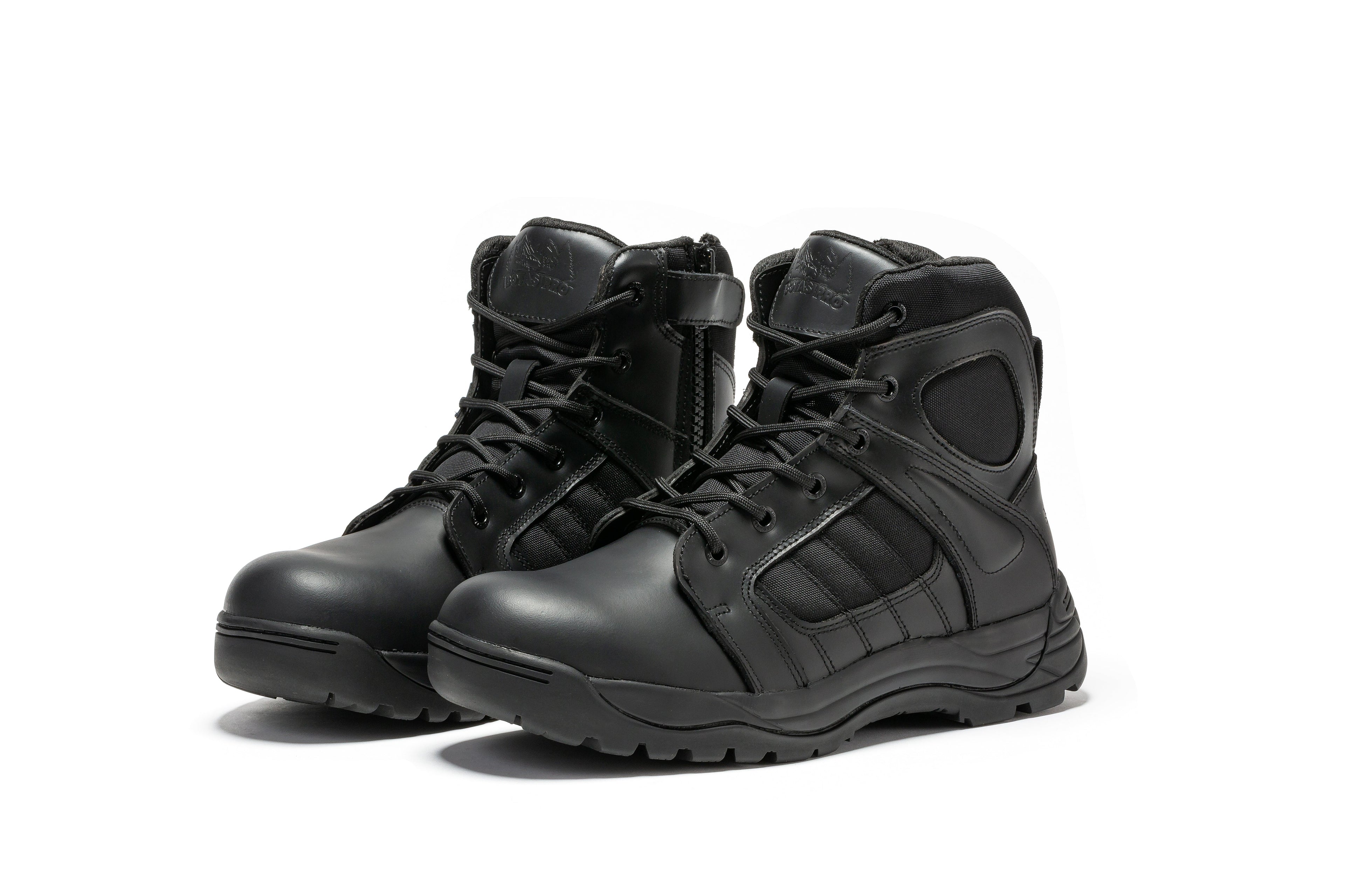 Pro Black Men's 6 inch Side Zipper Rubber Sole Tactical Boots BMP111BK