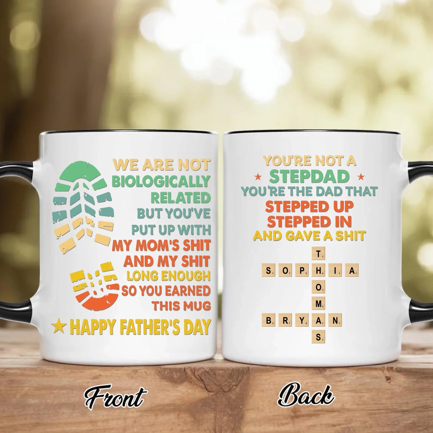Personalized Stepdad Accent Mug - Father's Day Gift For Step Father - You're The Dad That Stepped Up Stepped In