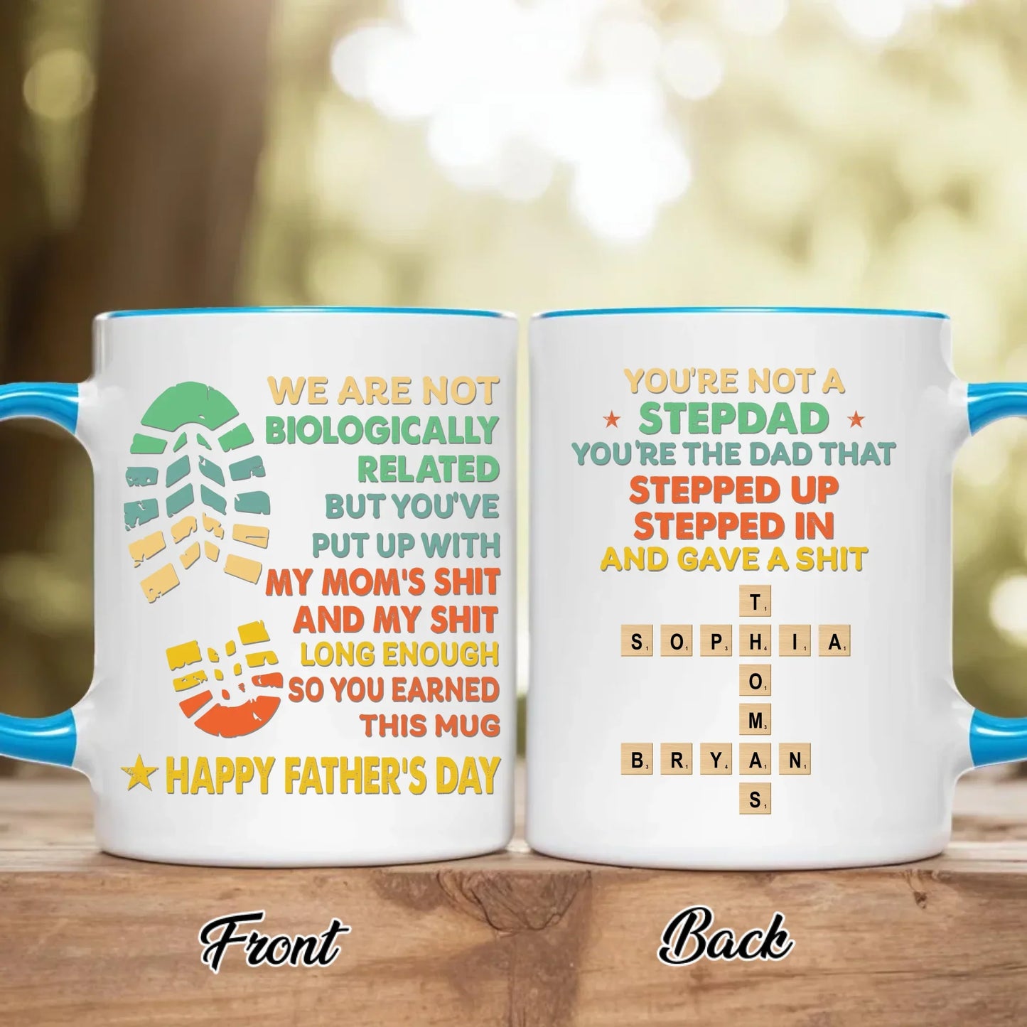 Personalized Stepdad Accent Mug - Father's Day Gift For Step Father - You're The Dad That Stepped Up Stepped In