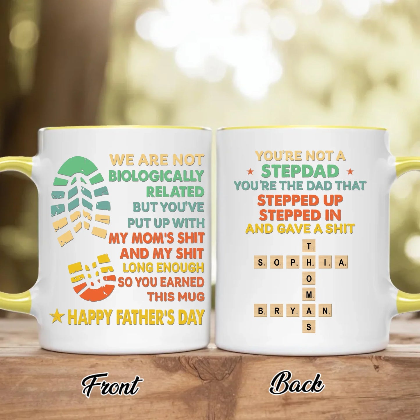 Personalized Stepdad Accent Mug - Father's Day Gift For Step Father - You're The Dad That Stepped Up Stepped In