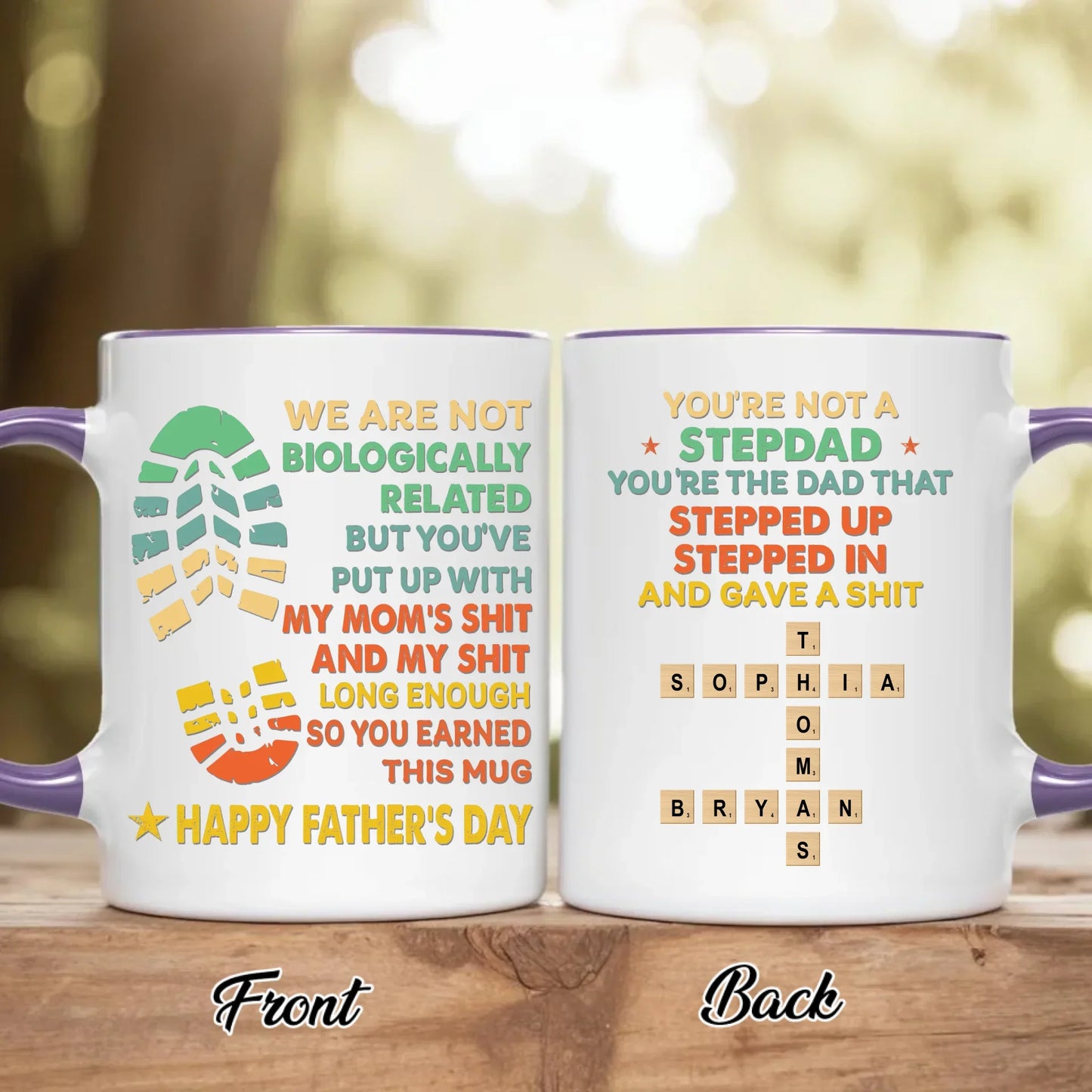Personalized Stepdad Accent Mug - Father's Day Gift For Step Father - You're The Dad That Stepped Up Stepped In