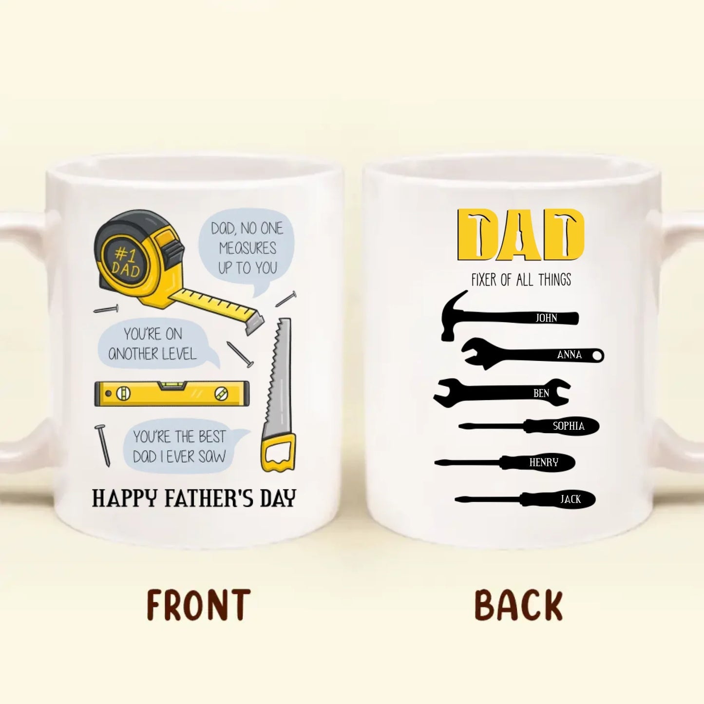 Personalized Happy Father's Day Mug Coffee | Dad Fixer Of All Things - Father's Day Gift Idea