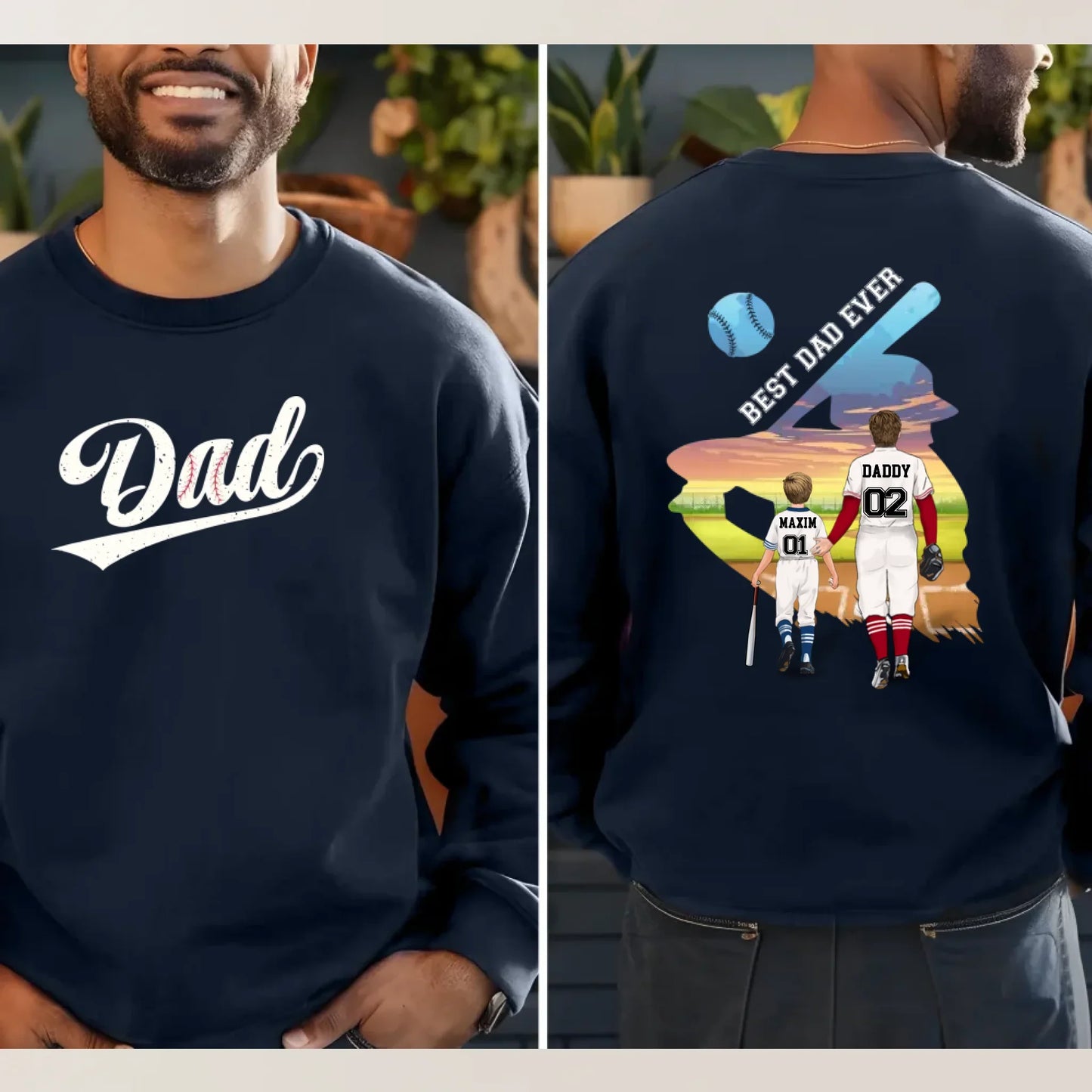Personalized Baseball Best Dad Ever T-shirt/ Hoodie/ Sweater - Father's Day Gift Idea