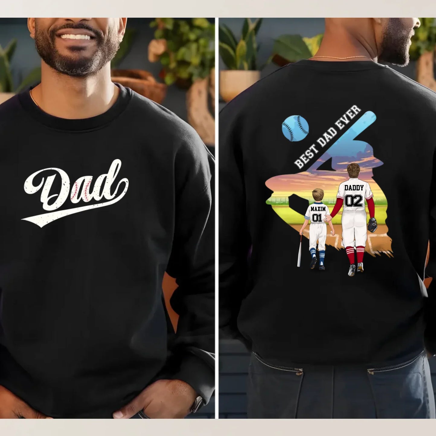 Personalized Baseball Best Dad Ever T-shirt/ Hoodie/ Sweater - Father's Day Gift Idea