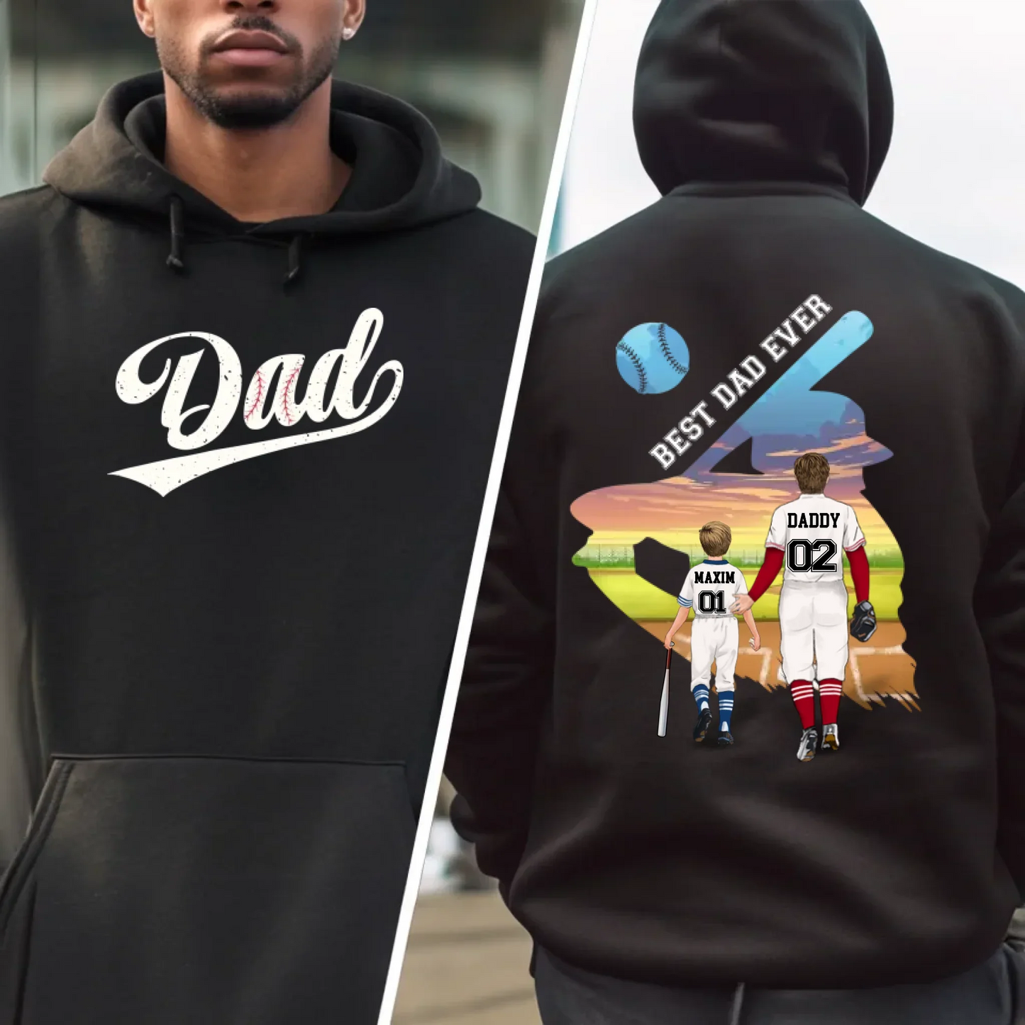 Personalized Baseball Best Dad Ever T-shirt/ Hoodie/ Sweater - Father's Day Gift Idea