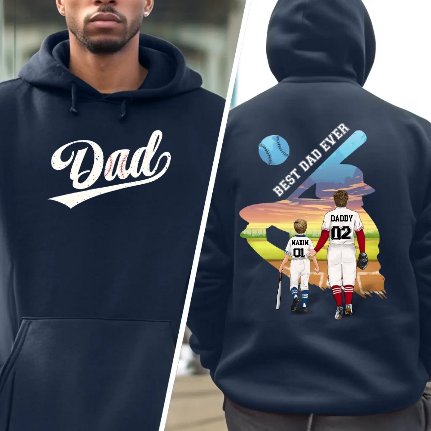 Personalized Baseball Best Dad Ever T-shirt/ Hoodie/ Sweater - Father's Day Gift Idea