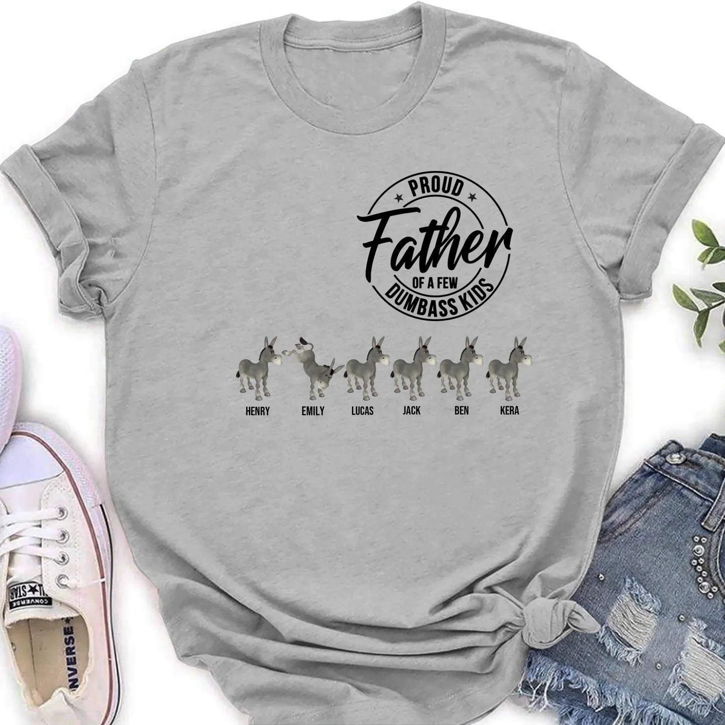 Personalized Donkey T-Shirt - Gift Idea For Mother/Father - Proud Father Of A Few Dumbass Kids