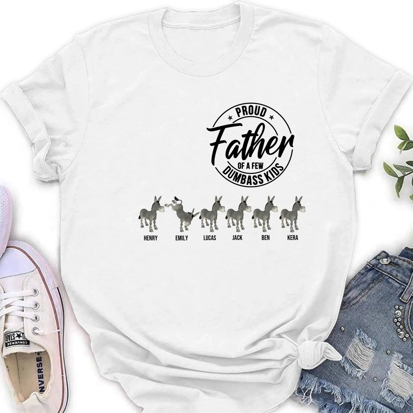 Personalized Donkey T-Shirt - Gift Idea For Mother/Father - Proud Father Of A Few Dumbass Kids