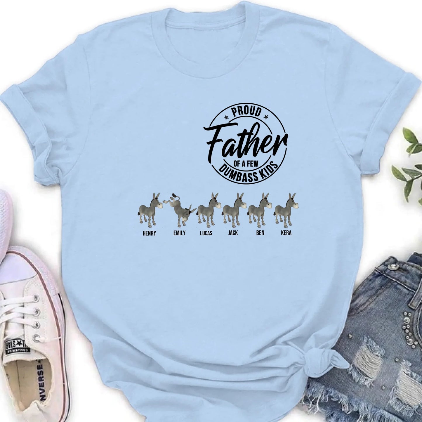Personalized Donkey T-Shirt - Gift Idea For Mother/Father - Proud Father Of A Few Dumbass Kids