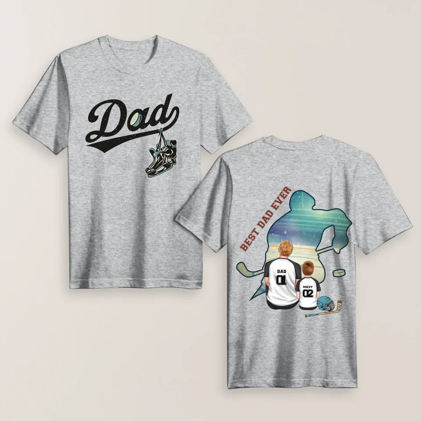 Personalized Ice Hockey Dad T-shirt/ Hoodie/ Sweater - Father's Day Gifts Idea - Best Dad Ever