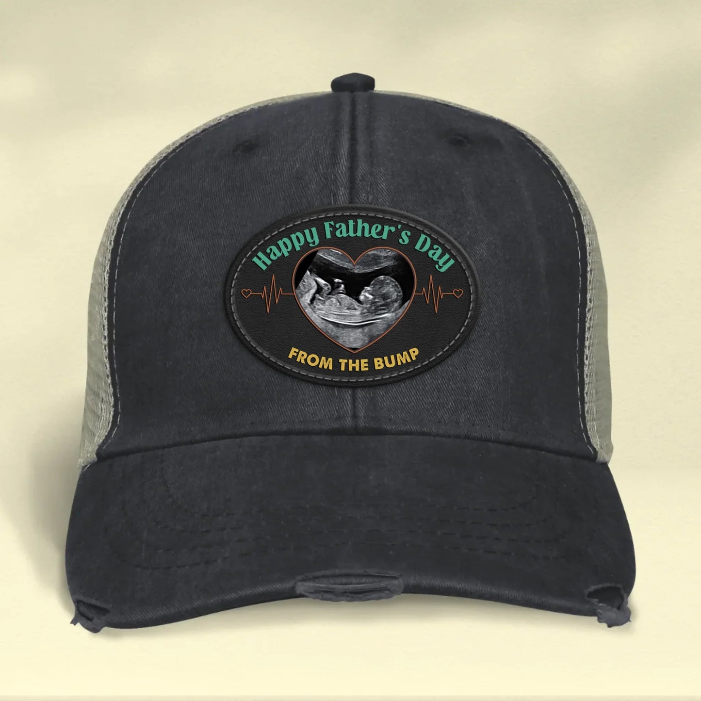 Personalized Upload Photo Distressed Ollie Cap - Happy 1st Father's Day