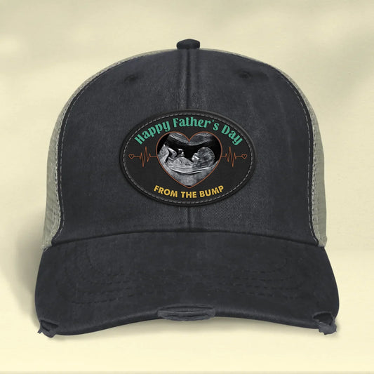 Personalized Upload Photo Distressed Ollie Cap - Happy 1st Father's Day