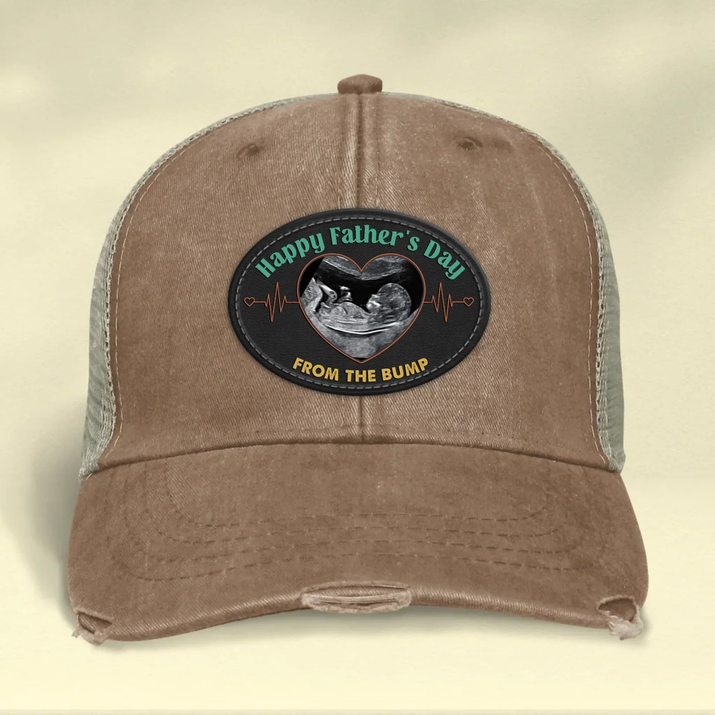 Personalized Upload Photo Distressed Ollie Cap - Happy 1st Father's Day