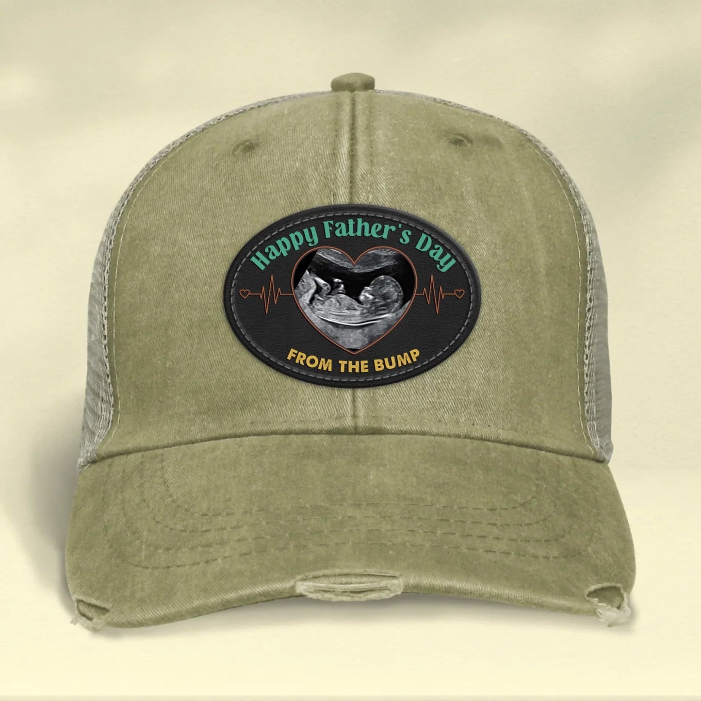 Personalized Upload Photo Distressed Ollie Cap - Happy 1st Father's Day