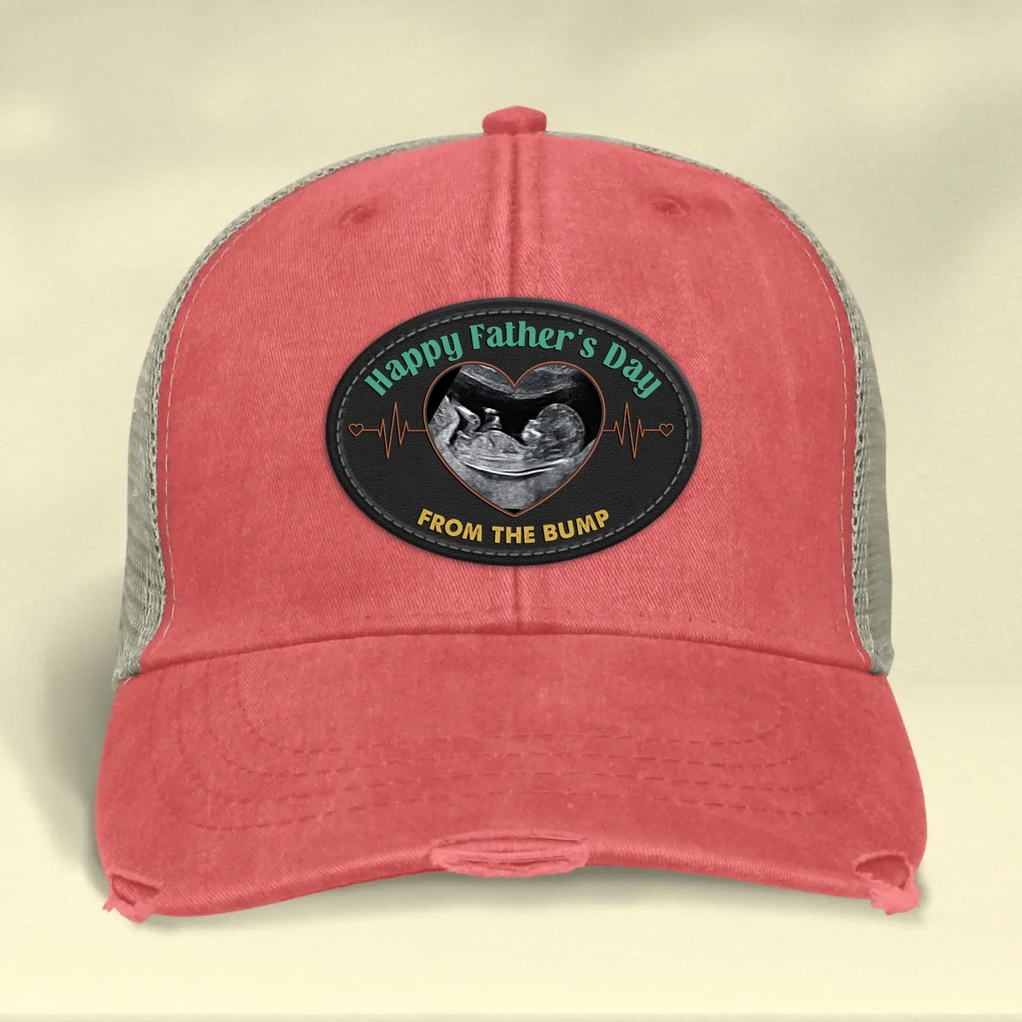 Personalized Upload Photo Distressed Ollie Cap - Happy 1st Father's Day