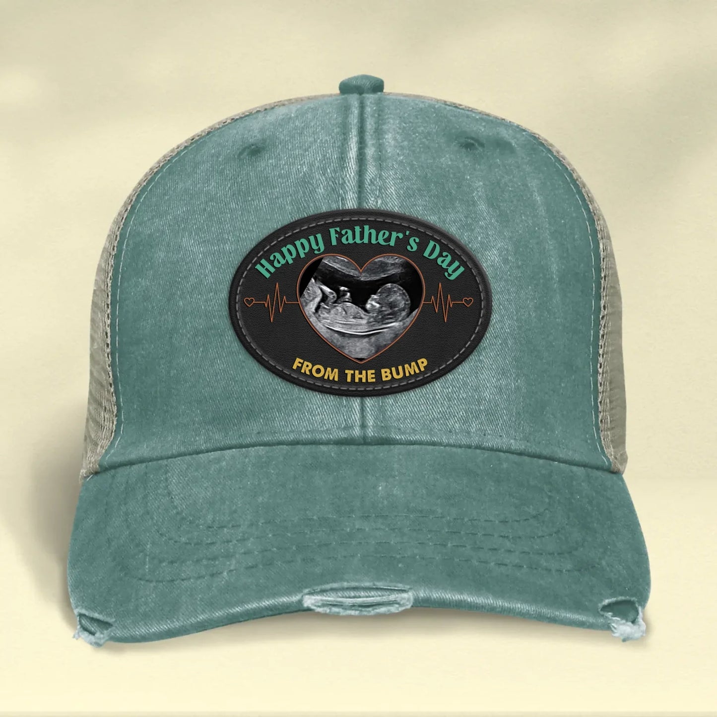 Personalized Upload Photo Distressed Ollie Cap - Happy 1st Father's Day