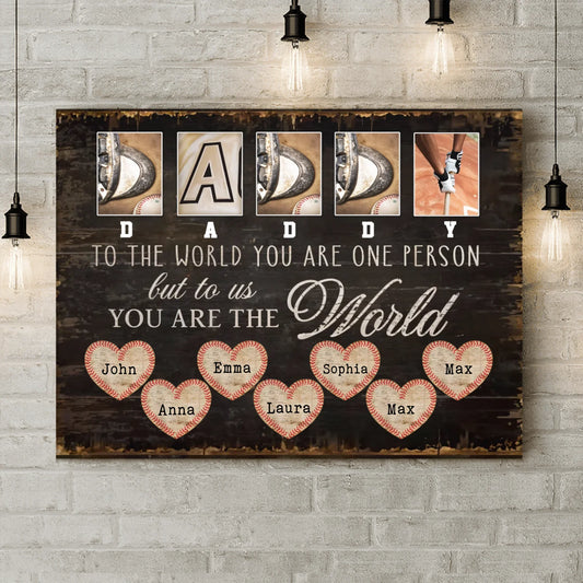 Personalized Father's Day Baseball Canvas - Gift Idea For Dad - To Us You Are The World
