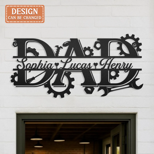 Personalized Dad Metal Sign - Gift Idea For Father's Day - Up to 5 Kids