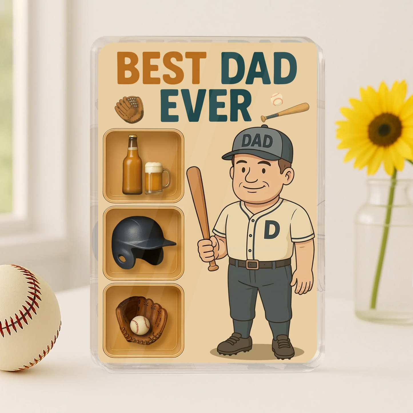 Personalized Baseball Acrylic Block - Gift Idea For Father's Day - Upload Photo - Best Dad Ever