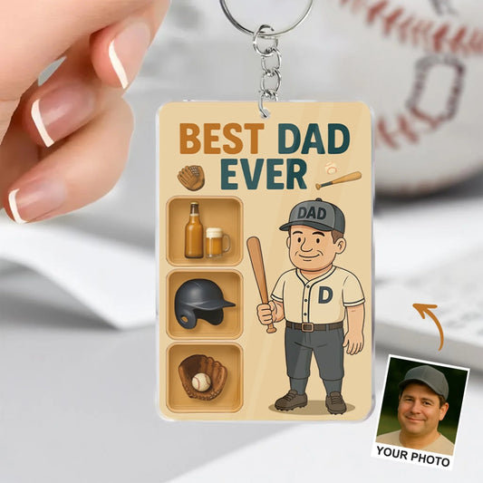 Personalized Baseball Acrylic Keychain - Gift Idea For Father's Day - Upload Photo - Best Dad Ever