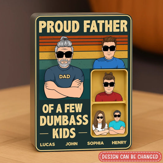 Personalized Proud Father Acrylic Block - Gift Idea For Father's Day - Up To 5 Kids
