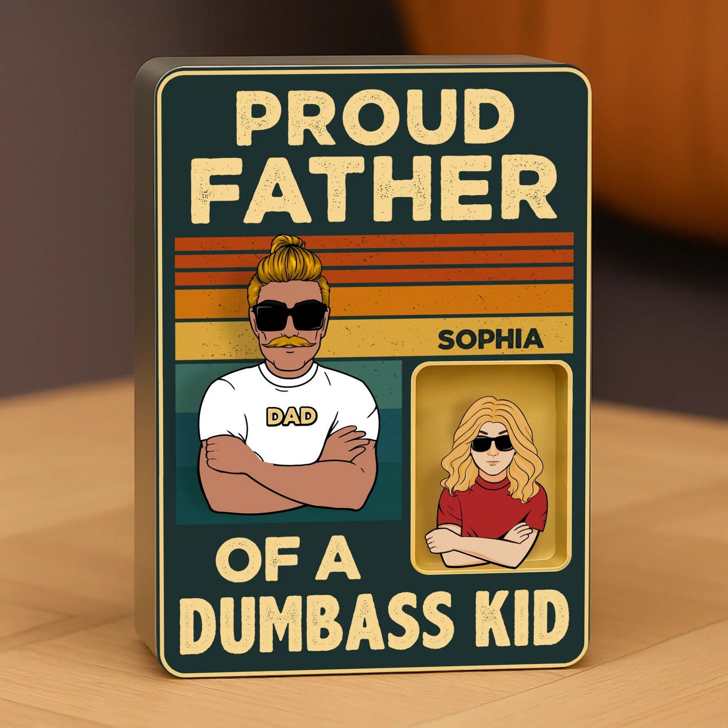 Personalized Proud Father Acrylic Block - Gift Idea For Father's Day - Up To 5 Kids