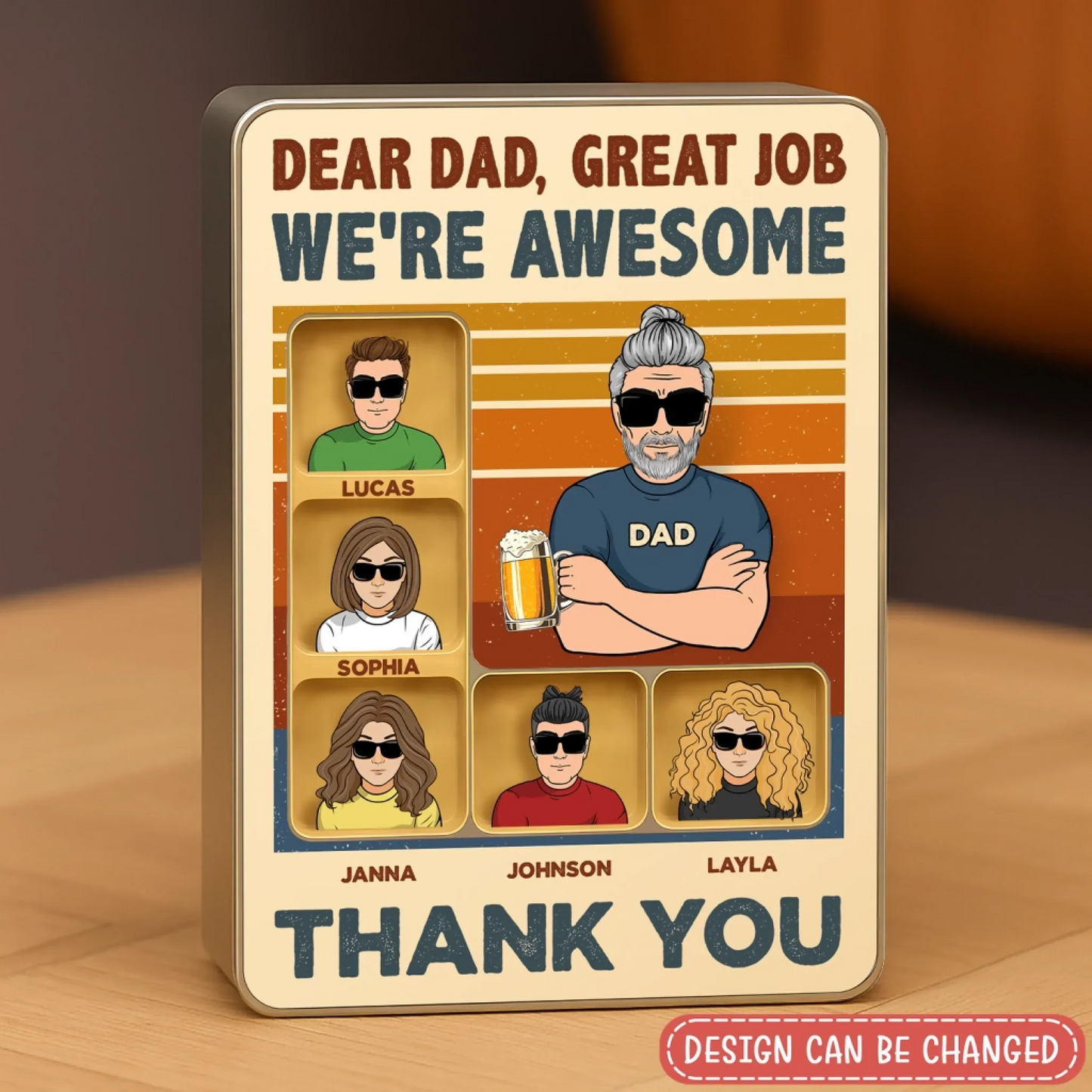 Personalized Proud Father Acrylic Block - Gift Idea For Father's Day - Up To 5 Kids - Dear Dad, Great Job We're Awesome Thank You