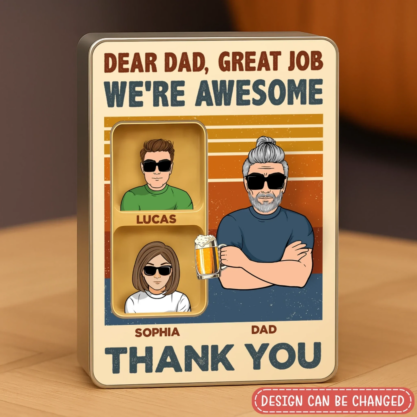 Personalized Proud Father Acrylic Block - Gift Idea For Father's Day - Up To 5 Kids - Dear Dad, Great Job We're Awesome Thank You