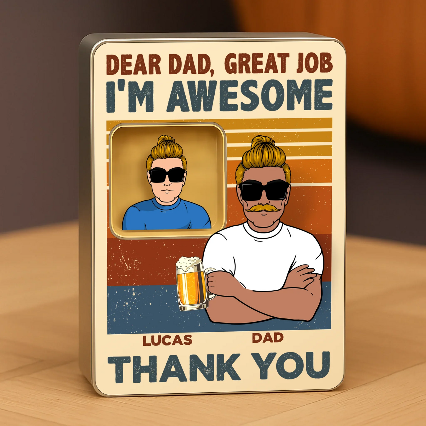 Personalized Proud Father Acrylic Block - Gift Idea For Father's Day - Up To 5 Kids - Dear Dad, Great Job We're Awesome Thank You