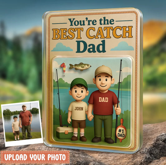 Personalized Father And Kids Fishing Acrylic Block - Gift Idea For Father's Day - Upload Photo - You're The Best Catch Dad