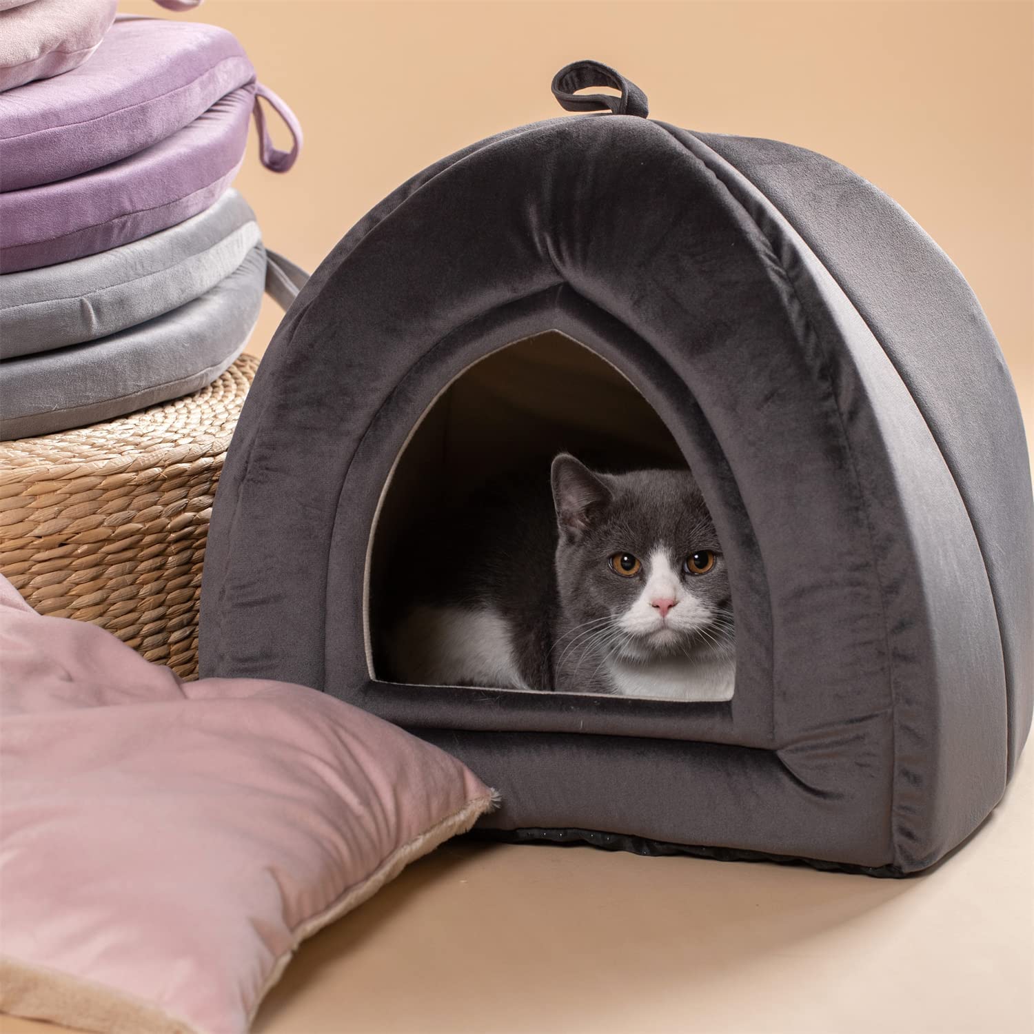 Kasentex Cat Bed, Lovely Tent with Removable Washable Pillow Cushion
