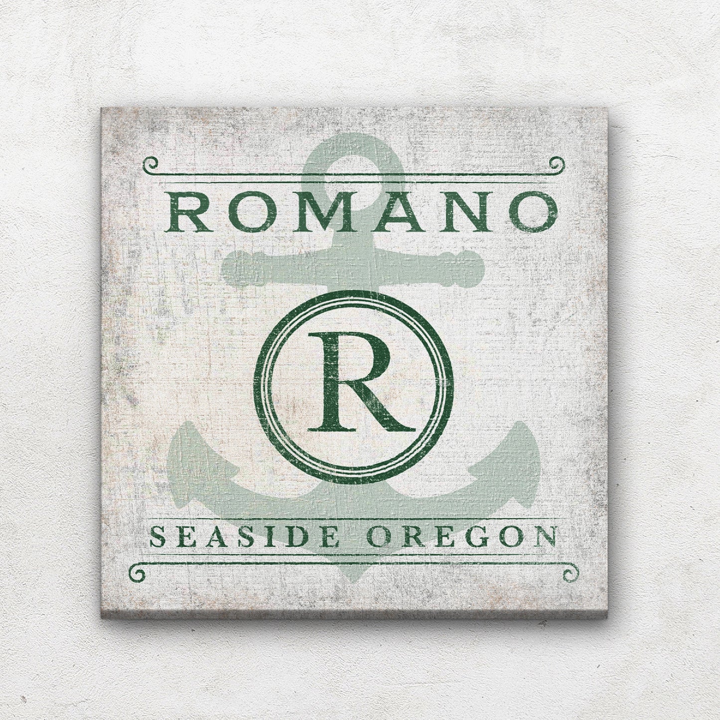 Personalized Family Name & Anchor Monogram Canvas Decor
