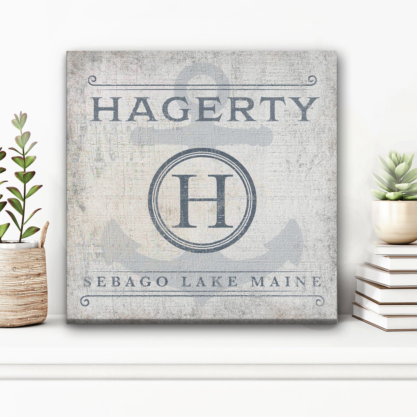Personalized Family Name & Anchor Monogram Canvas Decor