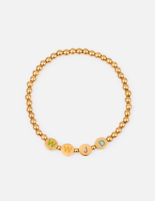 Gold WWJD Letter Bracelet