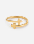 Anillo con cruz chapado en oro