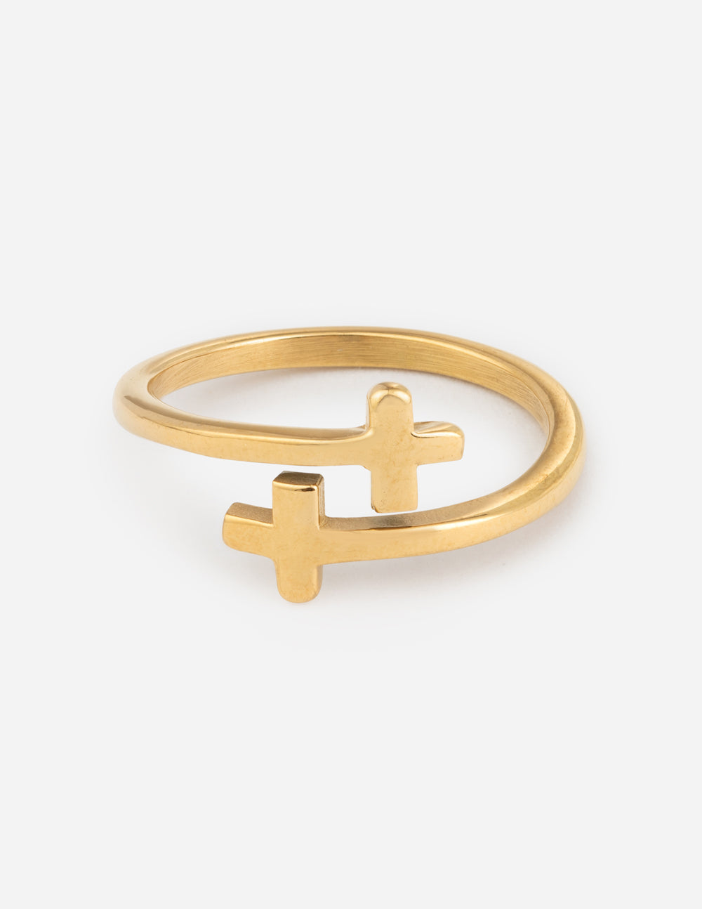 Anillo con cruz chapado en oro